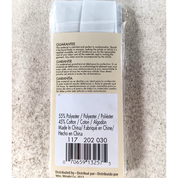 Wrights Bias Tape Single Fold 3 yd .875 in wide PC202 White - Picture 2 of 3